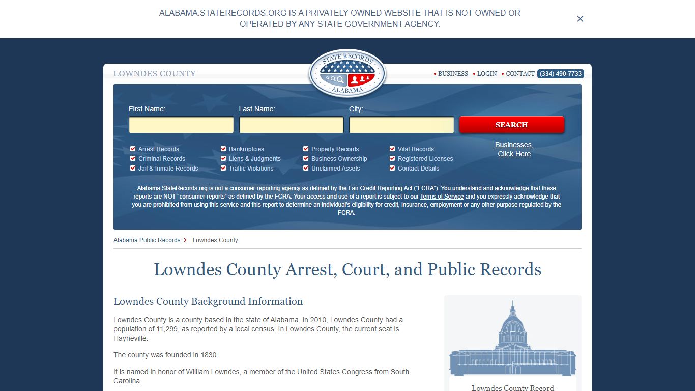 Lowndes County Arrest, Court, and Public Records